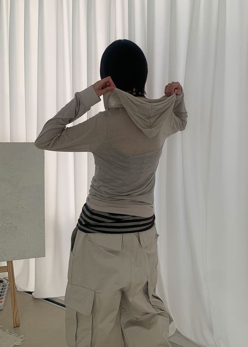 TENCEL BUTTON HOOD TEE