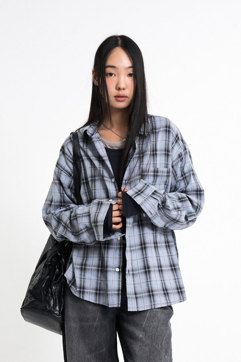 Lucent pigment over check shirt