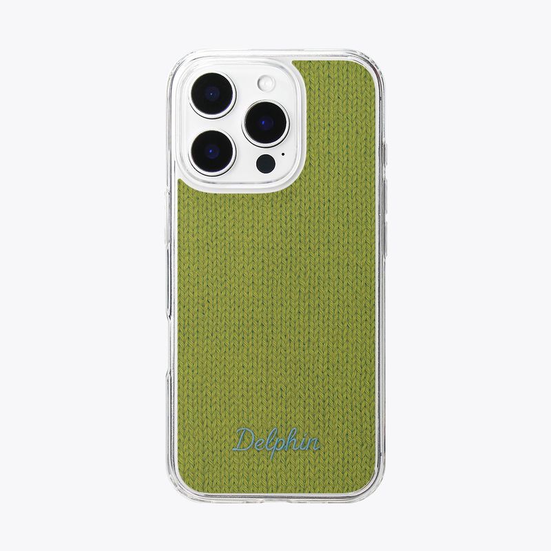 EMBROIDERY KNIT HARD JELL CASE _ OLIVE