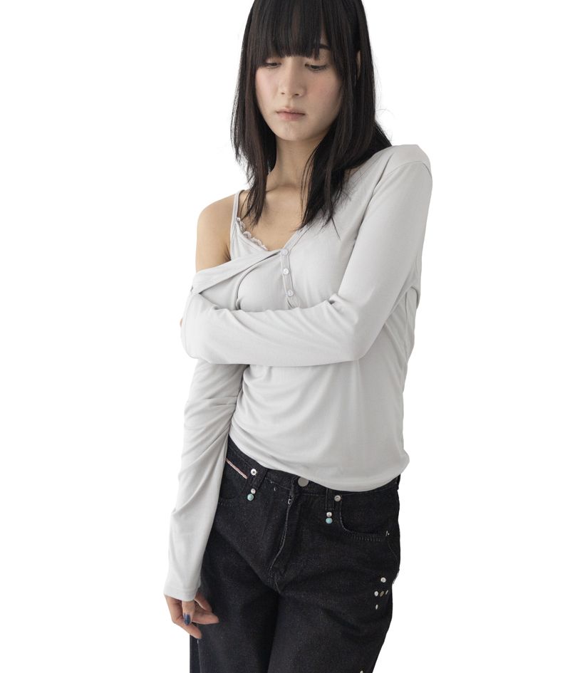 (Set) Mina V-Neck Layered T-Shirt