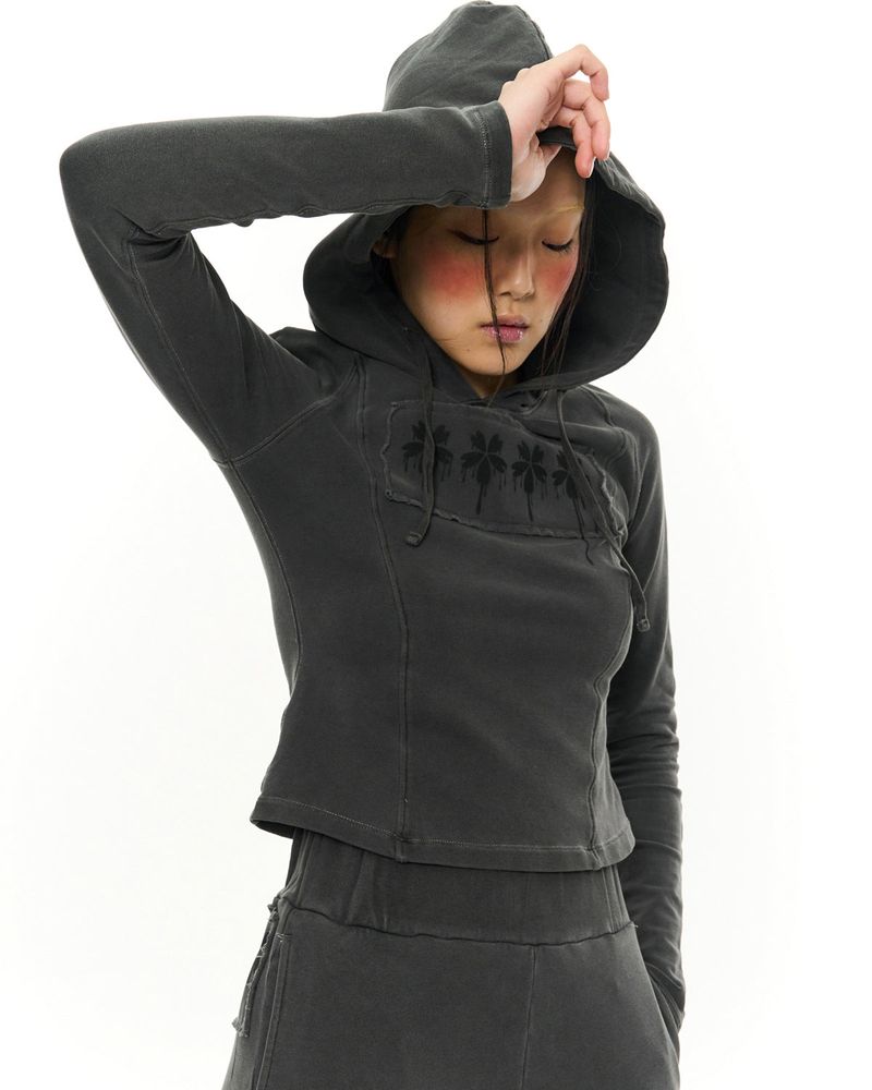 Patch Slim Hoodie _ Dark Grey