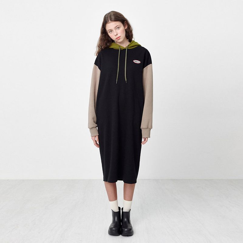 Between A and B(ビットウィーンエーアンドビー)の「HOODIE LONG JERSEY DRESS_BLACK(Dresses)」