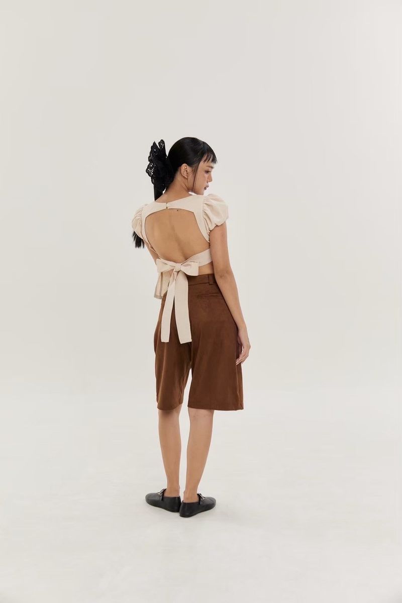 EVIE avery PUFFED SLEEVE TOP CREAM