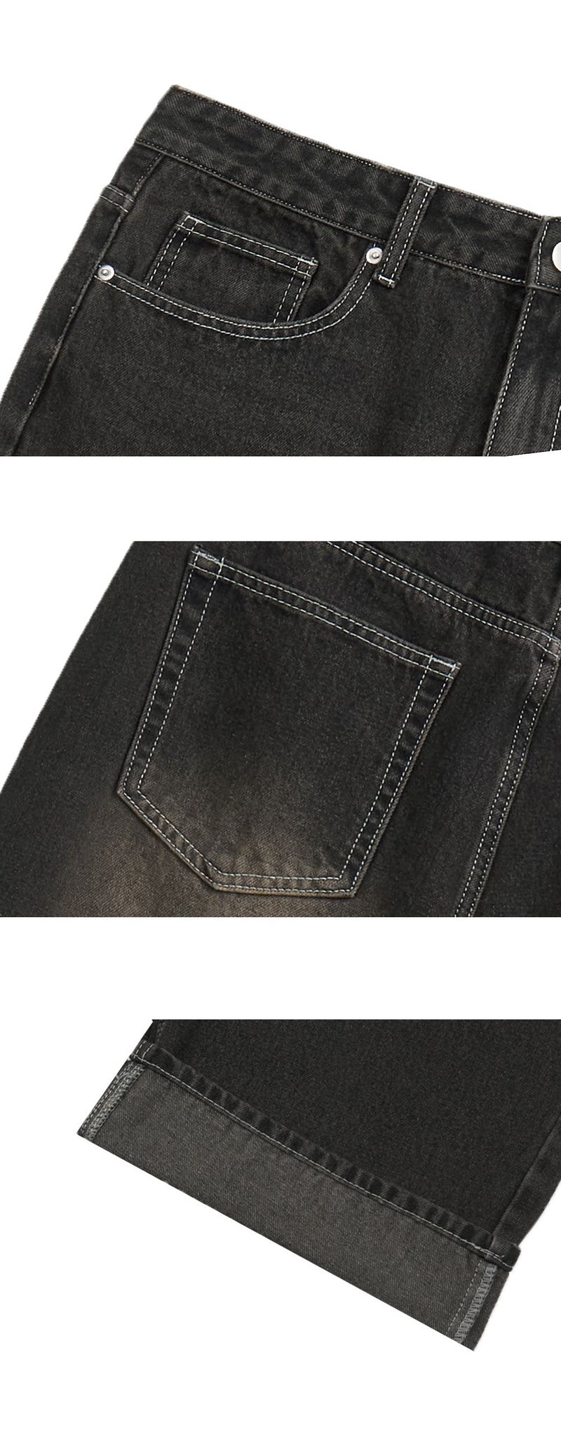 Basic washing denim pants (dark black)