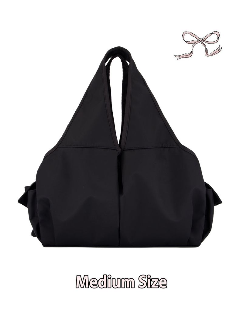 [Medium/Nylon] Bow Shoulder Bag (Black)