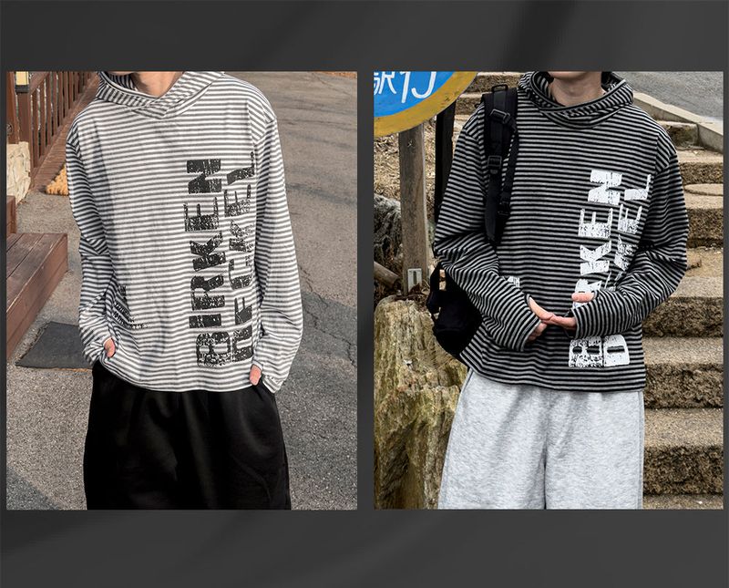 River Fingerhole Stripe Hoodie