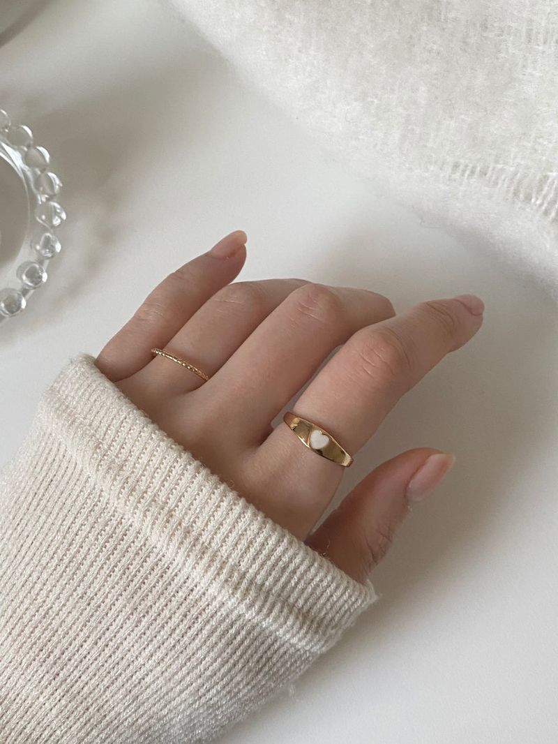 [4 set] bold prime heart layered ring set / 2 colors / volume line