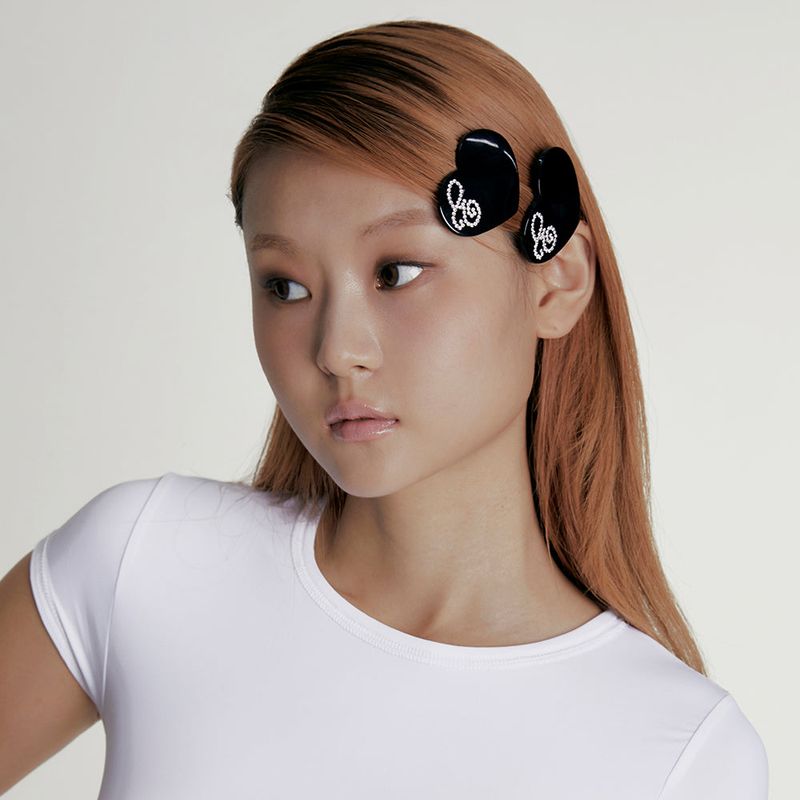 LOGO HEART BARRETTE_BLACK