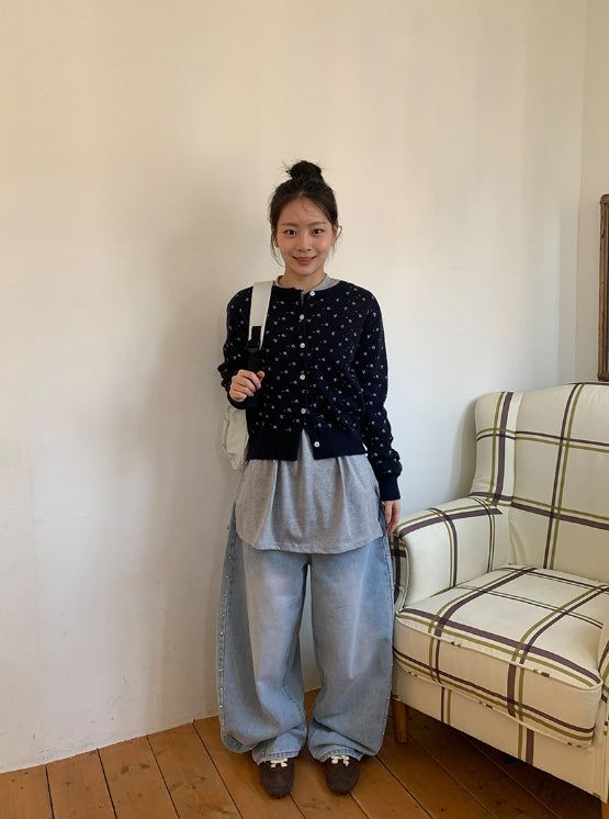 Hiphu Studded Denim Wide Pants
