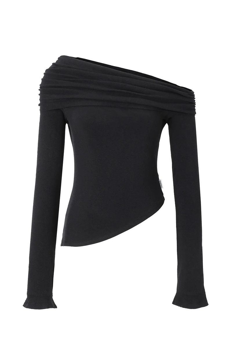 Serene drape top - black
