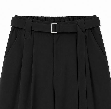 Melo Belted Two-Tuck Wide Slacks