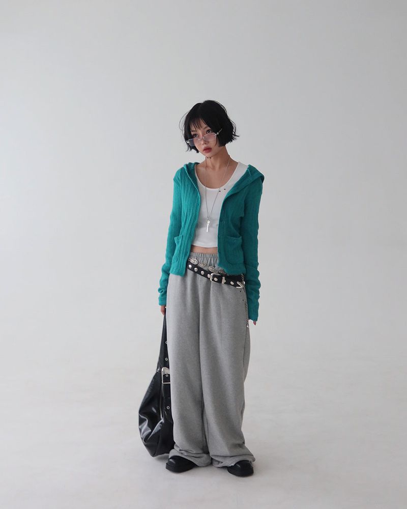 Punching eyelet string wide pants