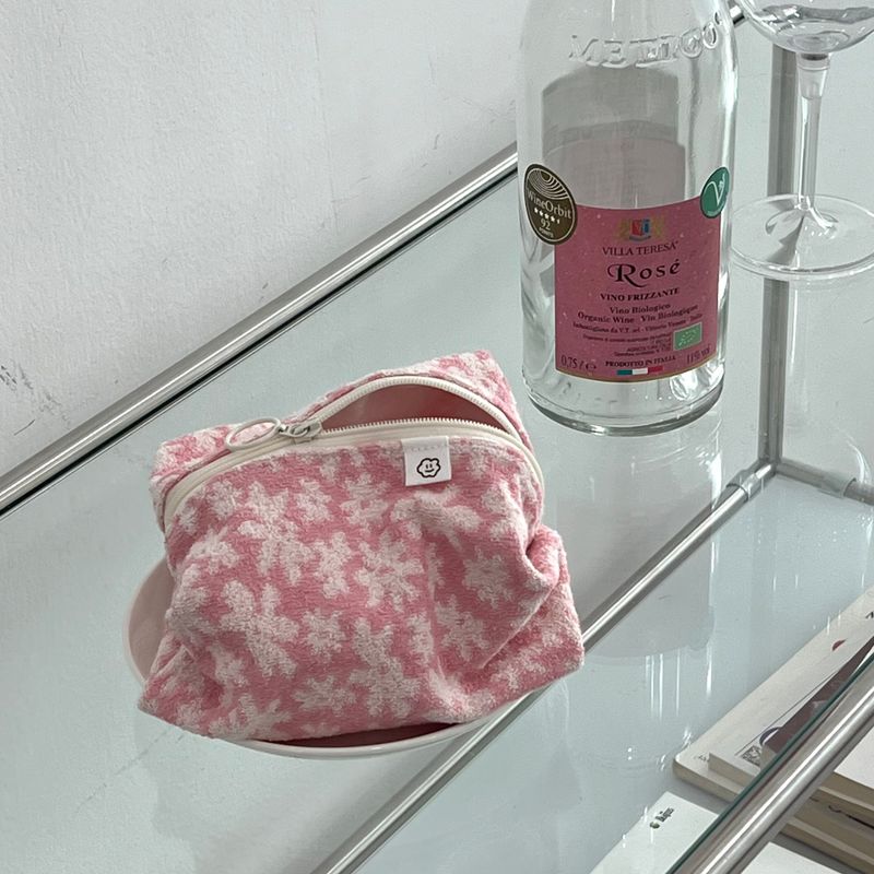 munggle market(ムングルマーケット)の「TERRY ZIPPER POUCH_PINK FLOWER(Smartphone Accessories)」