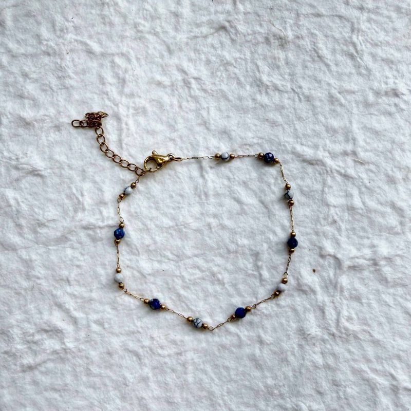 Blue Marble Bead Bracelet