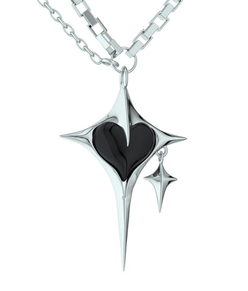 [Choi Ye Na, Chu, Lee Chae Yeon Pick] Cross Black Heart Square Chain Necklace