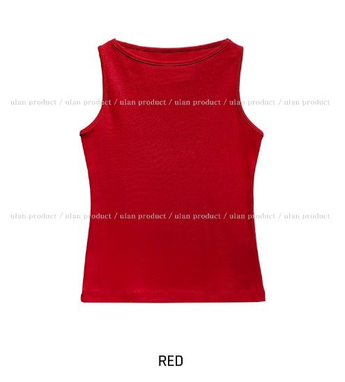 [U-BASIC] Lensi Ribbed Boat Neck Sleeveless
