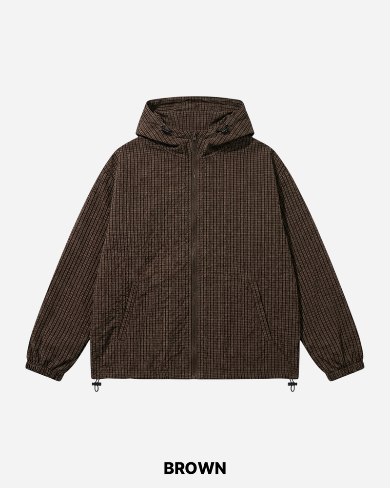 Burnt Check Hood Windbreaker