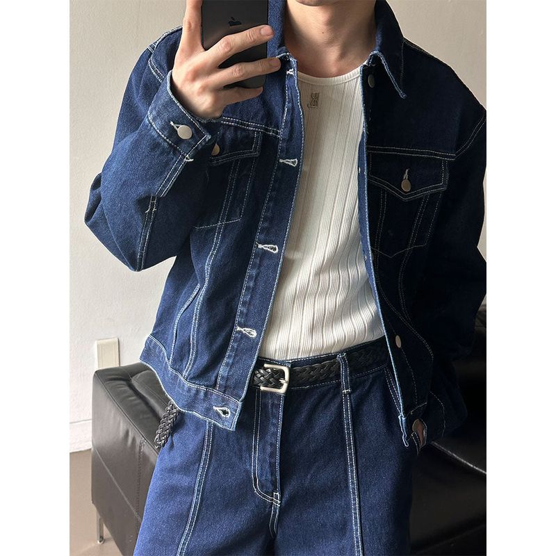 [SET UP] ステッチクロップデニムトラッカージャケット(2color)
