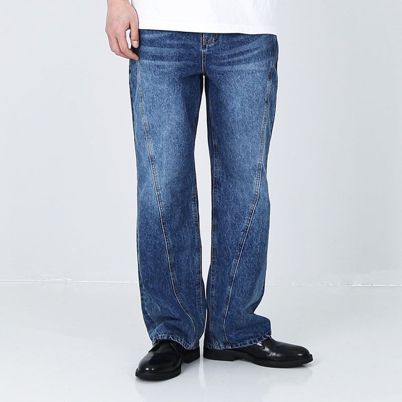DIAGONAL ARC WASHED DENIM