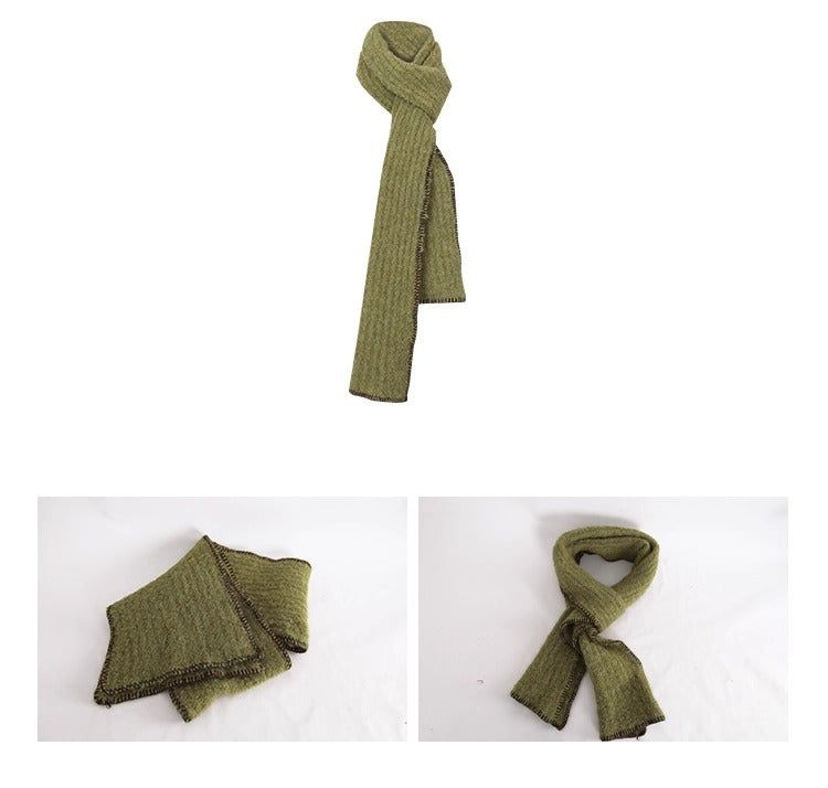 Green tea wool muffler knit cardigan