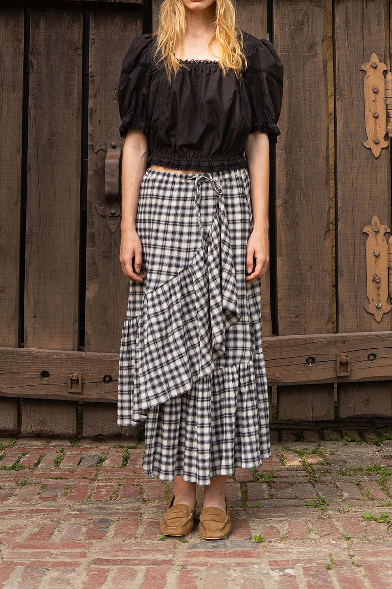 Ruffle long skirt_check
