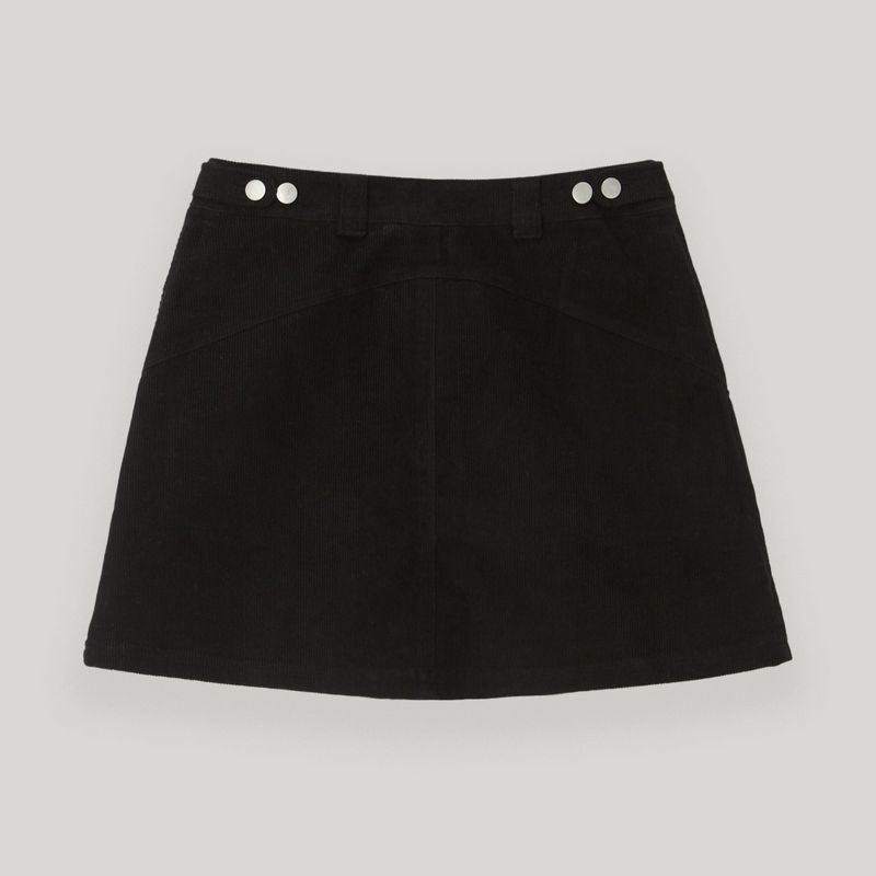 Black Corduroy Patch Mini-Skirt
