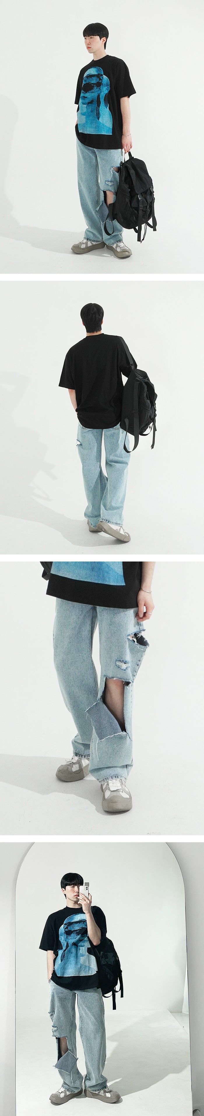 Washing Snow Wide Denim PT