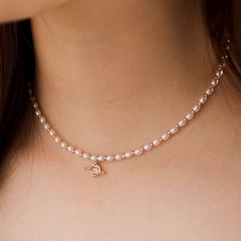 Heart Planet Pearl Necklace