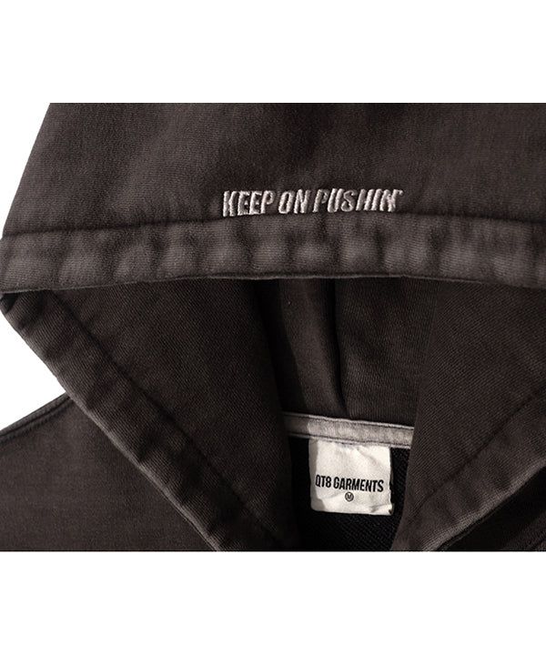 OC Slogan Washed Zip-up hoodie (Black)