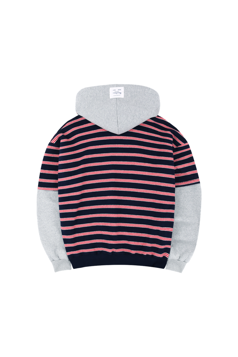 Stripe layered overfit hoodie