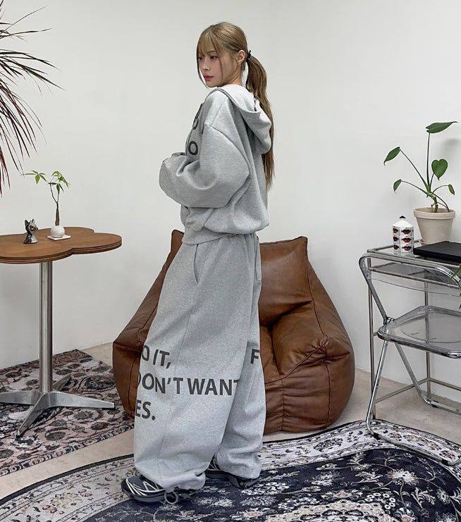 Freno Lettering Hooded Zip-Up