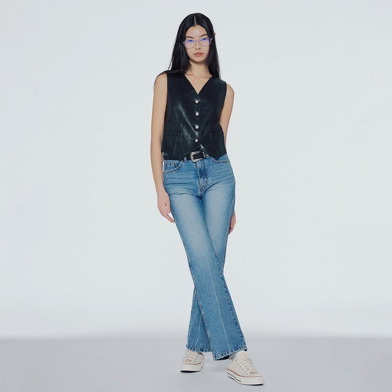 Faux-leather waistcoat