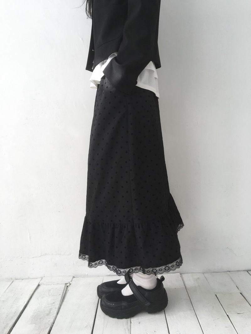 moroi（モロイ）の「ドットフリルマキシスカート（スカート）」