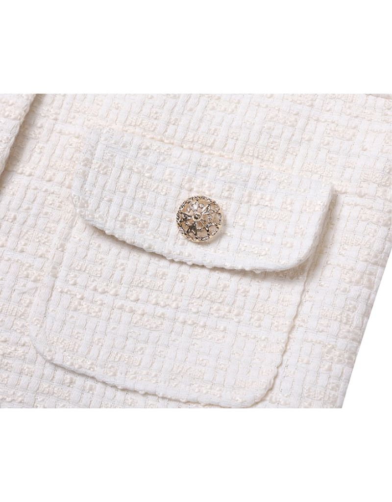 Basic Round neck Tweed Setup Ivory