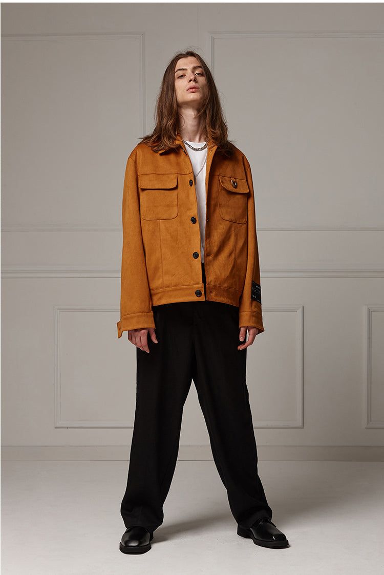 Suede wide pocket jacket