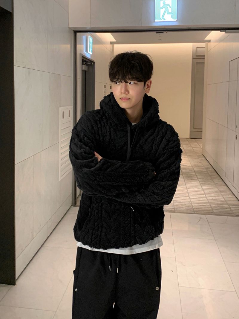 Cozy cable fleece hood
