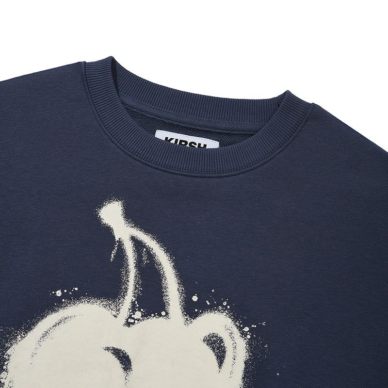 MELTING CHERRY PRINTED CROP SWEATSHIRT [NAVY]