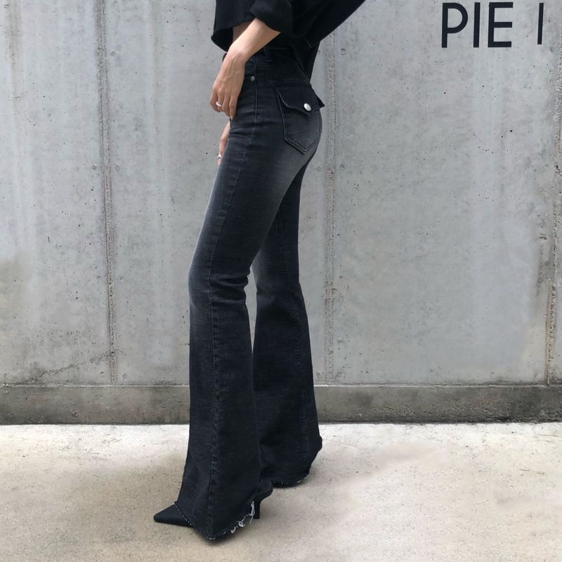 [BELLIDE MADE] Back pocket, low-rise flared denim pants