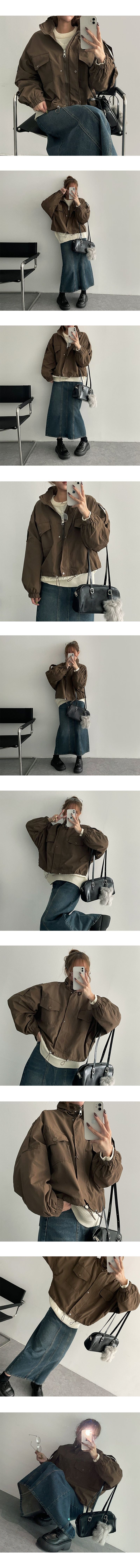 Epee Semi-crop vintage hooded jumper