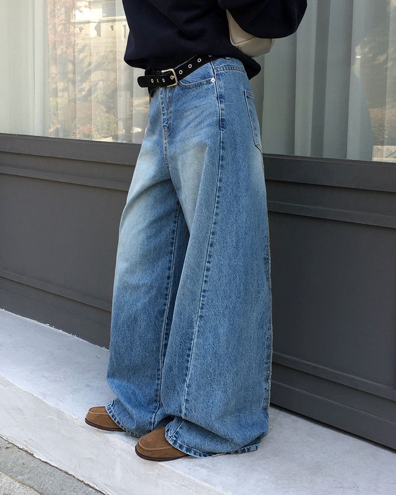 [ORIGINAL] Crew Contrast Wide Denim Pants