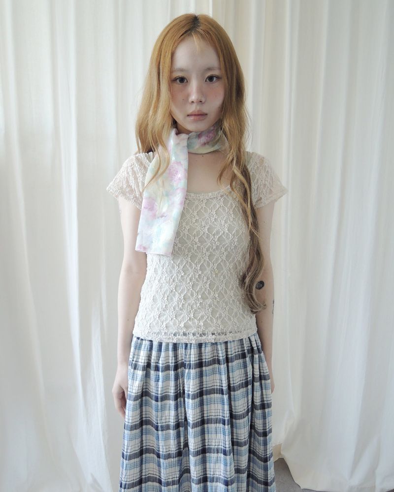 NUPHLO(ニューフロー)の「GARDEN LACE CAP SLEEVE T-SHIRT(Tops)」