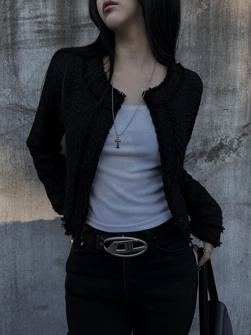 cropped tweed jacket (2color)