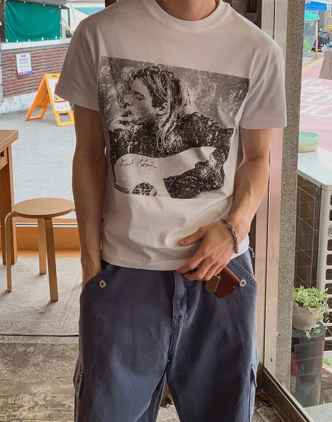 Grunge Vintage Photo Print Short Sleeve T-shirt