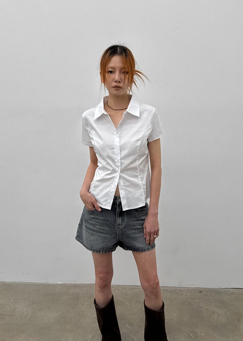 BLACKUP（ブラックアップ）の「[MADE] Kuriring Cotton-Span Slim Short-Sleeve Shirt（Tops）」
