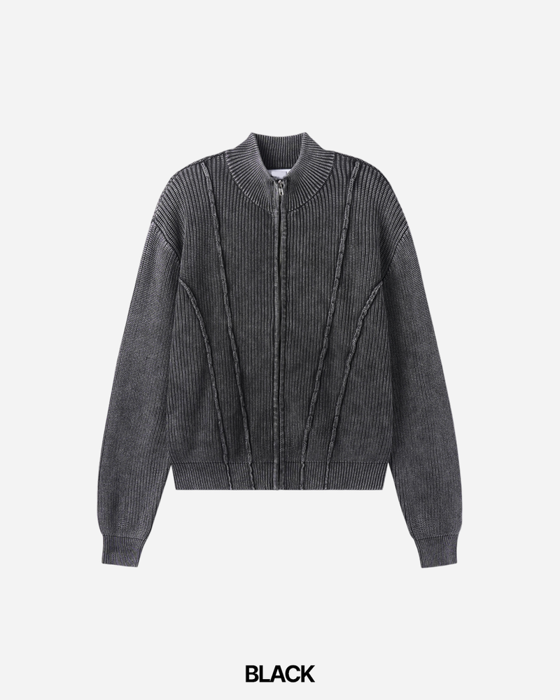 Curve Pigment Knit Zip-Up