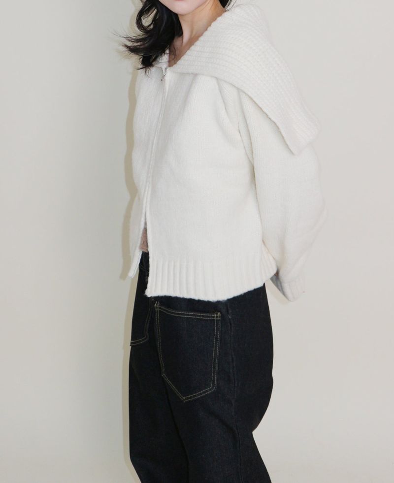 Square Sailor Collar Two-Way Knit Cardigan