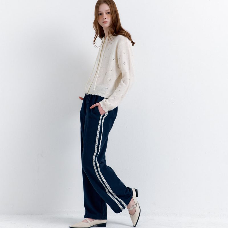 Lace Lining Track Pants_Navy