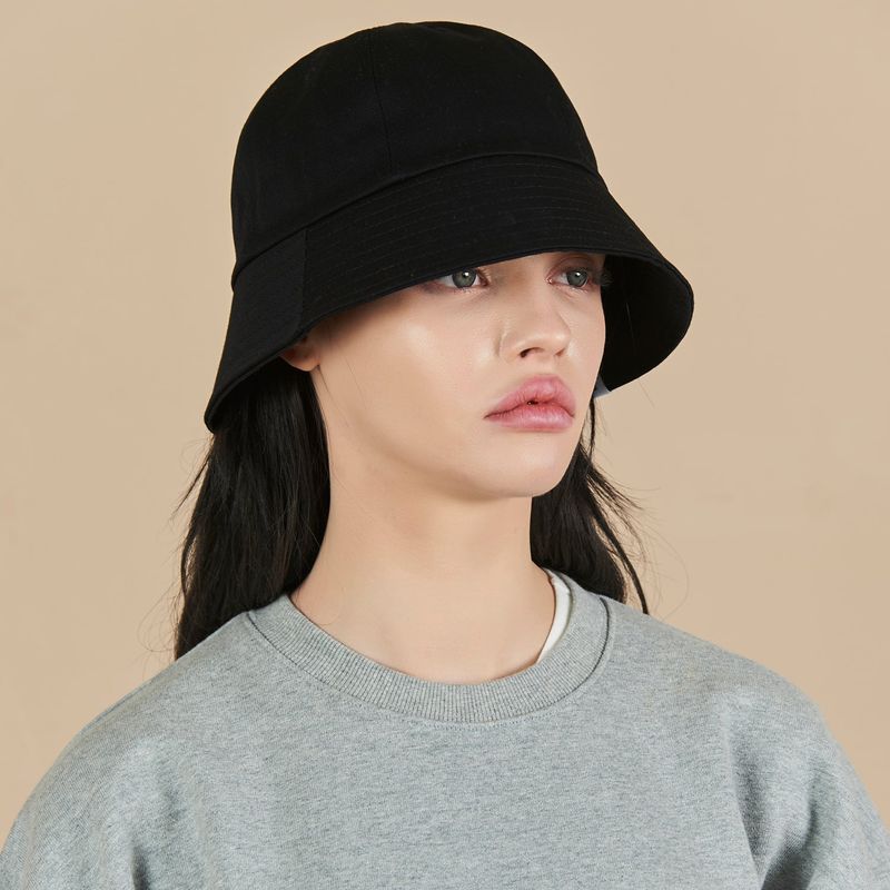 Monogram Label Round Bucket Hat Black