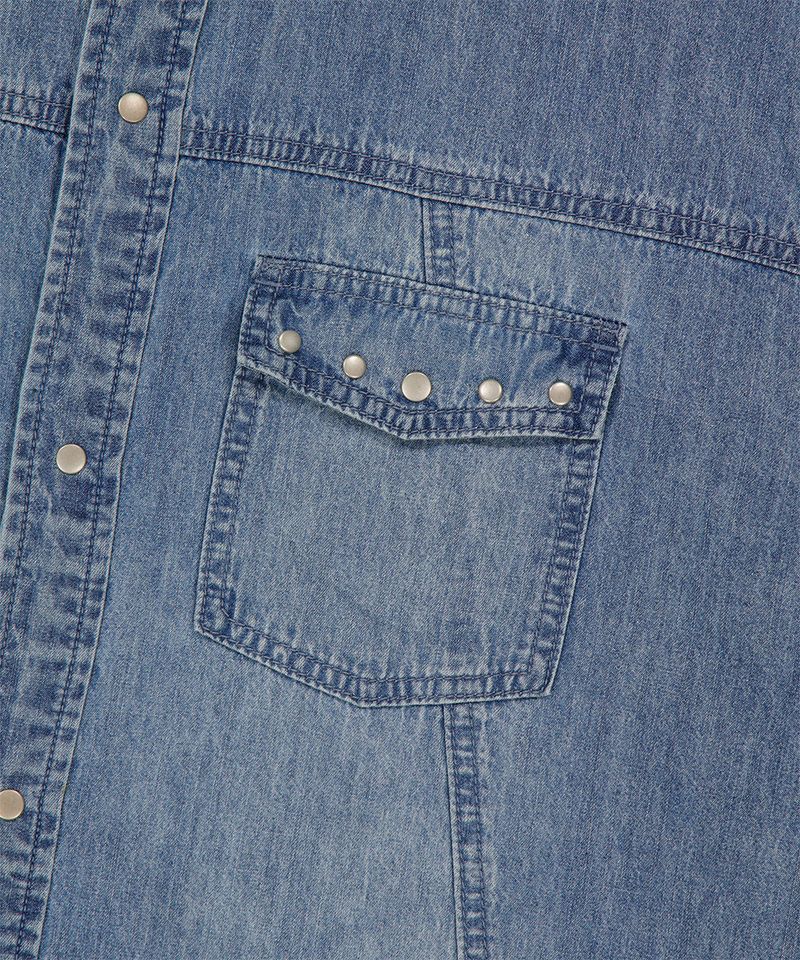 DENIM STUD HALF SHIRT