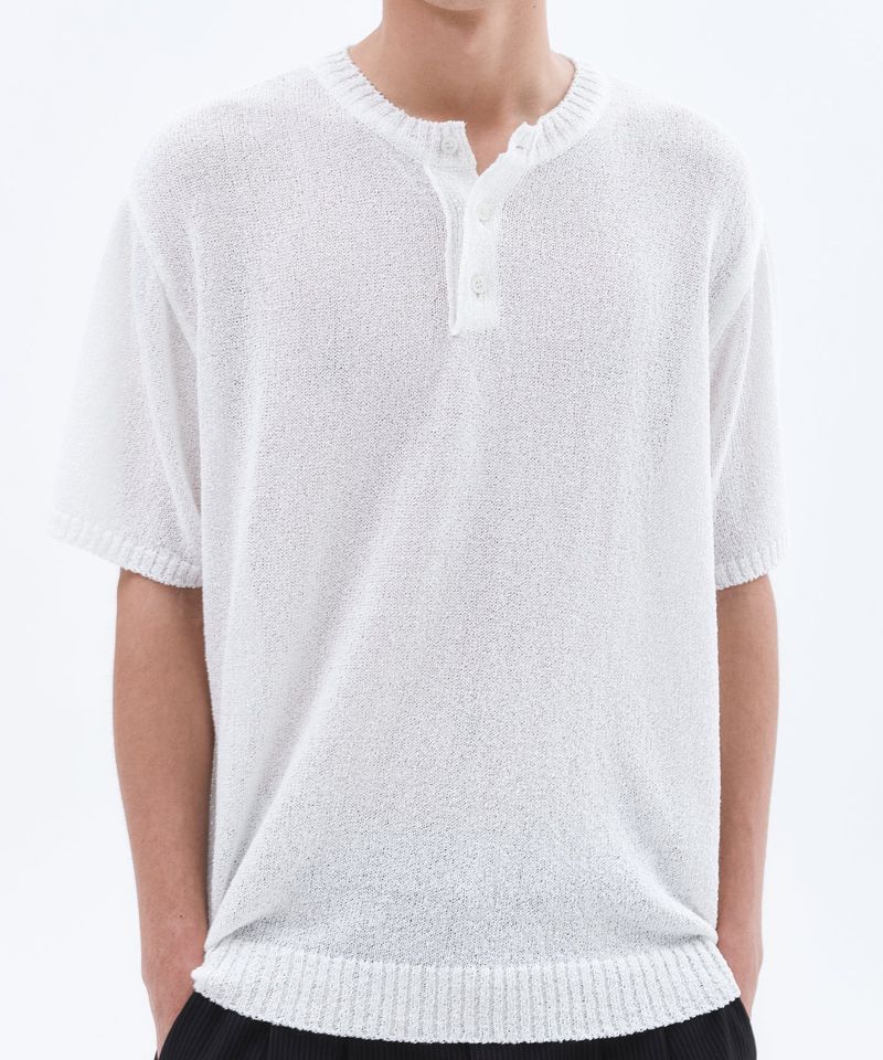 TRIP LE SENS（トリプルセンス）の「Cloud Summer Henley Neck Knit_White  （Tops）」